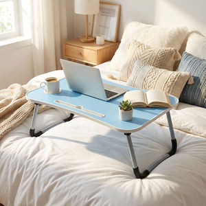 Bureau de lit pliable et extensible <span class=keywords><strong>en</strong></span> <span class=keywords><strong>bois</strong></span> léger et durable avec rangement pour l'étude, le travail et la lecture - Product Image 1