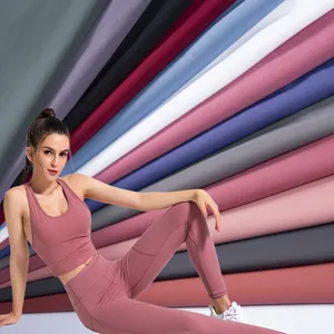 Wholesale lulu double face 4way stretch 230gsm 78% polyester 22% spandex fabric for yoga wear leggings sportswear