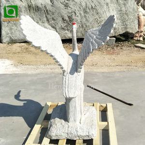 Ukuran hidup ukiran tangan cahaya alami batu granit abu-abu dekorasi taman patung derek bermahkota merah - Product Image 2