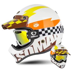 Casque de motocross rétro en fibre de carbone, toutes saisons, unisexe, pour la conduite hors route en montagne - Product Image 6