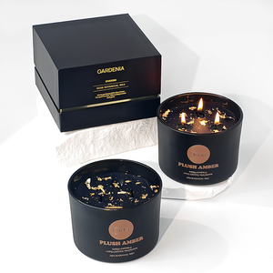 Bougie parfumée de luxe avec logo personnalisé, bougies parfumées en cire de soja, pot <span class=keywords><strong>noir</strong></span> givré, bougie parfumée - Product Image 3