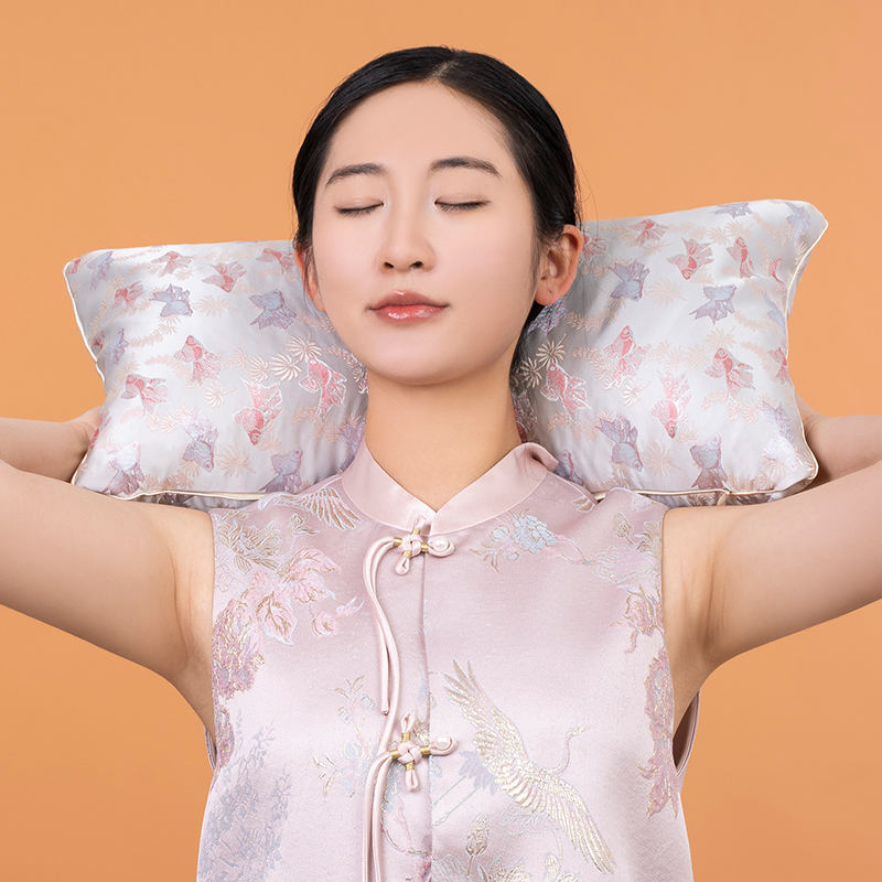 Silver Koi Fish Brocade Pillow