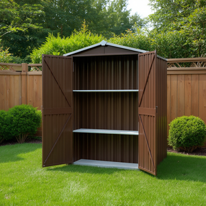 Caseta de Jardín de Acero Galvanizado, 45.7x17.7x68.9 Pulgadas, Unidad de Almacenamiento Marrón - Product Image 2