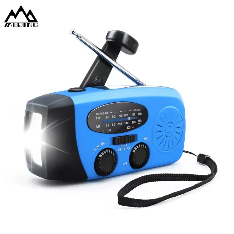 MEDING Hand Crank Solar Panel Emergency Radio With Usb Charger And Flash Light