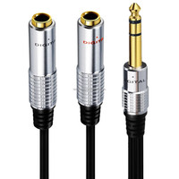 Adaptateur de câble audio stéréo TRS 6,35 mm écologique avec conducteur en cuivre pur en métal et PVC pour appareil photo, PC, haut-parleurs, microphone
