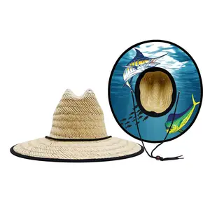 Оптовая продажа, летняя шляпа для рыбалки из Флориды, соломенная шляпа Lifeguard с логотипом