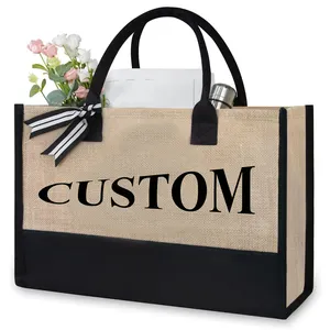 Customized LOGO PATTERN Large Shipping Personalized Canvas Beach Bag Gift Tote Bag for Women