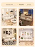 Canapé modulable réglable de style crème, design moderne inspiré de la texture des nuages noirs Marshmallow, idéal pour petit appartement, hôtel, villa