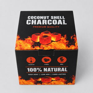 Charbon à chicha naturel en coquille de noix de coco, cube de 26 mm, 1 kg, faible teneur en cendres, longue durée de combustion, charbon à chicha OEM, boîte personnalisée, vente en gros - Product Image 3