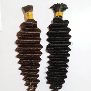 Wet and wavy human braiding hair bulk no weft deep wave wholesale virgin Brazilian bulk human hair extensions bundle vendors