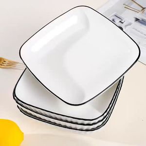 Plato Cuadrado de Porcelana Esmaltada Blanca Pura de 8 Pulgadas, Ecológico, <span class=keywords><strong>para</strong></span> <span class=keywords><strong>Cocina</strong></span> y Hogar - Product Image 2