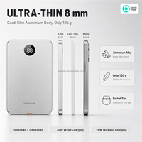 Batterie externe magnétique sans fil 5000mAh 10000mAh 22.5W GaN Type-C à charge rapide avec affichage LED en aluminium, logo personnalisé, commande en gros