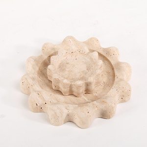 Vente en gros de cendrier moderne français de luxe en travertin et marbre noir et or naturel avec lumière pour la décoration intérieure - Product Image 6