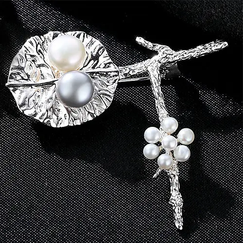 Broche de moda perla S925 broche de plata mosaico ramillete diseño de gama alta accesorios de vestir