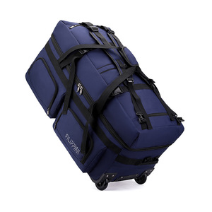 Unisex Polyester large capacity folding travel <b>wheel</b> bag <b>backpack</b> unisex cross body shoulder multi functional luggage bag - Product Image 1