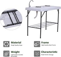 Table de filet en plastique de vente chaude pour pique-nique de camping en plein air avec planche à découper