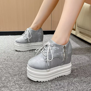 Women's Plus Size Thick Sole Wedge Shoes Autumn New Arrival Petites Round Toe Side Zipper Platform Shoes - Product Image 2