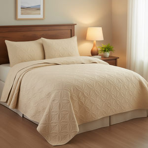 Couvre-lit matelassé Pinsonic en coton à motif géométrique, style classique, ensemble de literie pour la maison, taille complète/queen - Product Image 2