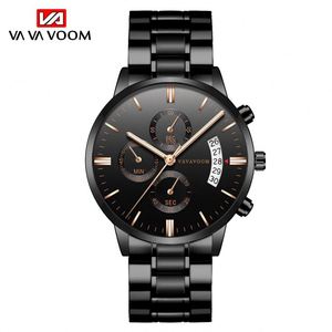 Acier inoxydable bleu noir argent montre pour hommes calendrier d'affaires Quartz hommes vente en gros grand cadran - Product Image 2