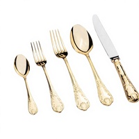 Ensemble de couverts d'hôtel de luxe haut de gamme en acier inoxydable moderne, poli miroir, résistant à la rouille, compatible lave-vaisselle, réutilisable et durable