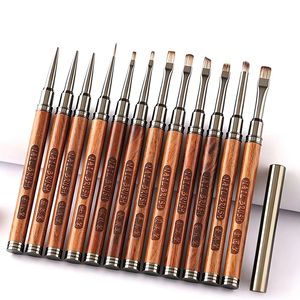 Juego de Pinceles de Nailon con Mango de Madera de Lujo para Arte de Uñas, Pinceles Profesionales para Manicura, Pinceles Planos y Angulares para Detalles, Venta al por Mayor para Salones de Uñas - Product Image 6