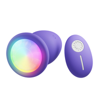 Vibrador Anal/Plug Anal de Silicona con Control Remoto Inalámbrico y Luz LED de Arcoíris, Juguete Masajeador para Masturbación Femenina y de Parejas, LEPIN