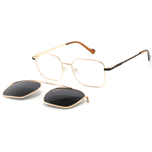 Lunettes de soleil rectangulaires dorées à monture complète, protection UV400, protection solaire unisexe pour adultes - Product Image 1