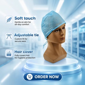 <span class=keywords><strong>Gorro</strong></span> Quirúrgico Médico Desechable de Spunlace Suave No Tejido con Almohadilla Absorbente Interna, con Elástico o con Lazos, <span class=keywords><strong>Precio</strong></span> al por Mayor de Fábrica - Product Image 5