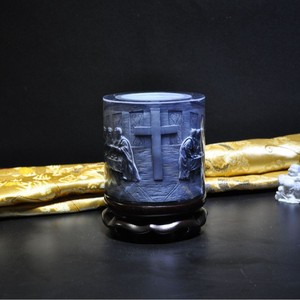 Porte-stylo en forme de tambour en cristal, thème La Cène, relief 3D, pour cadeaux d'église et d'affaires - Product Image 2