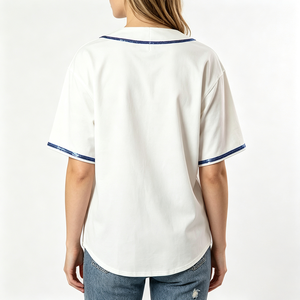 Oem Soft Button Fly paillettes Baseball giorno della partita di maglia da <span class=keywords><strong>donna</strong></span> magliette a manica corta paillettes Baseball giorno della partita delle donne magliette in Jersey - Product Image 3