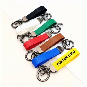 Personalize Logo Anti-Lost Car Keychain With Buckle <b>Ring</b> Pu Leather Carabiner Keyring <b>Key</b> Fob Metal Stamped Blank <b>Custom</b> Gifts - Product Image 1