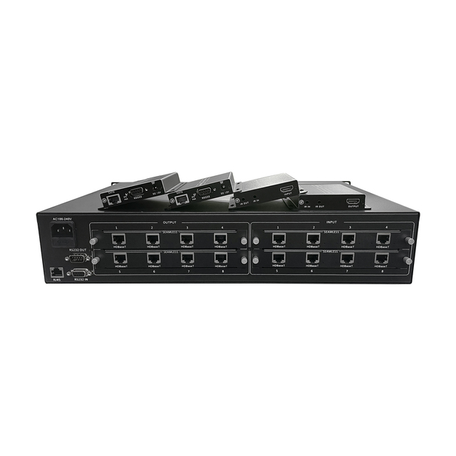 Modular 4K Hdbt matrix Switcher 8in8 Out Video Matrix Switcher 4k with 100m Extender Seamless Switching for Broadcast