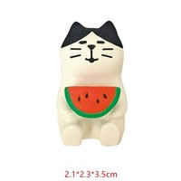 Watermeloenplakjes Kat Harsen Figuur - Handgemaakt Schattig Mini Bureau Ornament Feeën Religieuze Thema's Muziek Liefde voor Zomer Decoratie Cadeau