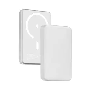 Mini banco de potência portátil 5000mAh, carregador portátil sem fio magnético, carregador portátil para iphone, bateria externa