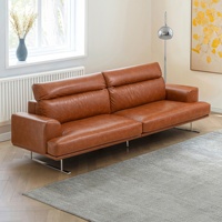 Canapé modulable 3 places Zayshine en cuir huilé marron, style italien moderne et luxueux, pour salon, villa ou hôtel
