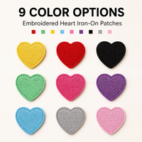 Patch Cœur Brodé Coloré Thermocollant, Badge en Tissu Adorable avec Résine pour Vêtements, Sacs, Chapeaux, Vestes