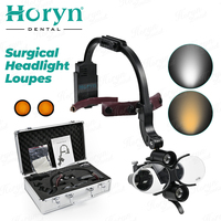Loupes chirurgicales dentaires Horyn avec bandeau, grossissement 2,5X 3,5X, loupe binoculaire, double éclairage LED, circonférence de tête réglable