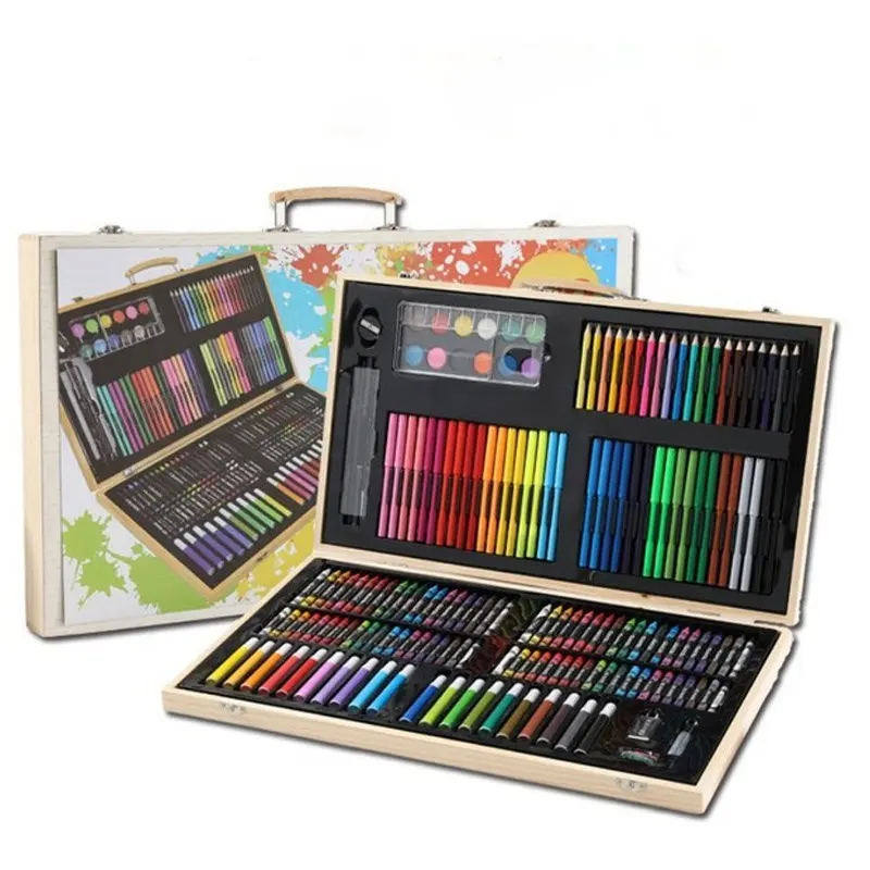 180 Pieces High Quality Painting Art Kits Colors Wood Craft Drawing Art Set For Kids