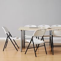 Table pliante portable 4 pieds, blanche, rectangulaire, en plastique, mobilier d'extérieur, pliable, banquet, restauration, camping, tables pliantes