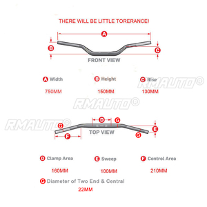 แฮนด์มอเตอร์ไซค์แบบ Drag Bar ขนาด 7/8 นิ้ว 22 มม. สำหรับ Honda, Yamaha, Kawasaki, Suzuki และรถวิบาก - Product Image 6