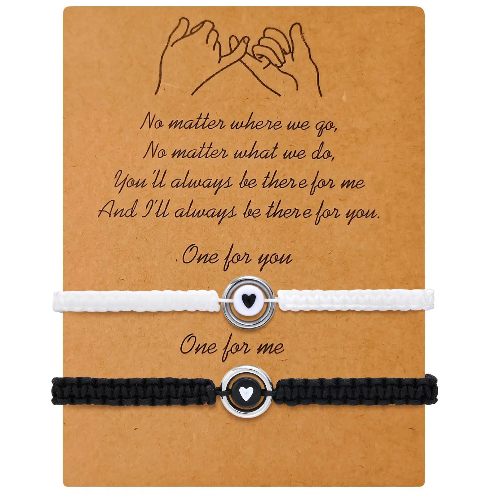 schwarz und weiß liebe gewebt stapel hohl herz perle seil freundschaft armband für paar lange strecke touch love für frauen und männer