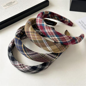 ربطة شعر نسائية جديدة بتصميم حلو، إكسسوار للشعر على طراز الكلية، عصابة رأس واسعة بنقشة مربعات - Product Image 1