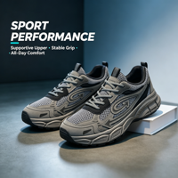 Chaussures de course rétro pour hommes, respirantes, avec empeigne en mesh, décoration cousue, coussin épais, antidérapantes, chaussures de sport décontractées