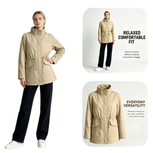 <span class=keywords><strong>Veste</strong></span> décontractée pour <span class=keywords><strong>femme</strong></span> avec cordon de serrage à <span class=keywords><strong>la</strong></span> taille, col montant rouge vif, capuche amovible, coupe ample, style urbain tendance - Product Image 1