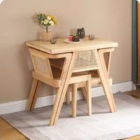 Ensemble de salle à manger 3 pièces en bois massif de style nordique pour l'hiver, table et chaises modernes à dossier à lattes, mobilier de salle à manger intérieur