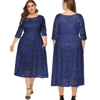 Vestidos de Noche de Talla Grande Elegantes de Encaje con Bolsillo para Graduación Falda a Media Pierna 6XL Verde Vestido de Dama para Boda