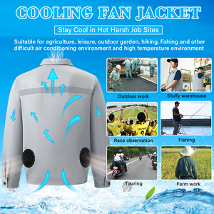 เสื้อแจ็กเก็ตแอร์ระบายความร้อนเสื้อผ้าสำหรับฤดูร้อนอากาศเย็นต้องมีแถบสะท้อนแสงด้านหน้ากระเป๋าหลายช่อง - Product Image 4