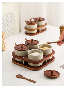 <span class=keywords><strong>Set</strong></span> di Barattoli per Spezie in Argilla Stile Retrò, Contenitori per Condimenti da Cucina - Product Image 3