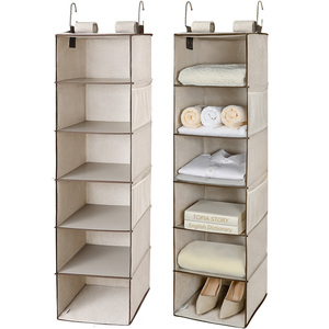 LINDON 6 Shelf Multifunctional Closet Hanging Home Storage Organization with Side Pocket
