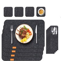 Ensemble de table à manger en RPET pliable résistant à la chaleur napperon de cuisine en feutre lot de 6
